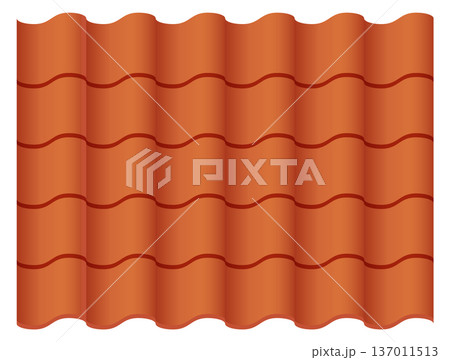 Spanish tile roofing surface material pattern section 137011513