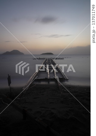 sunset on the beach. Seaside town of Turgutreis and spectacular sunsets. Selective Focus. Long Exposure shoot. tranquility scene. sunset on the beach. Seaside town of Turgutreis and spectacular sunsets. Selective Focus. Long Exposure shoot. tranquility scene. 137011749