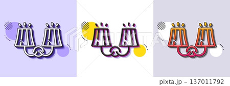 Sconce light line icon. Halftone dotted pattern. Gradient icon with grain shadow. Wall lamp sign. Interior illuminate symbol. Line sconce light icon. Various designs. Vector 137011792