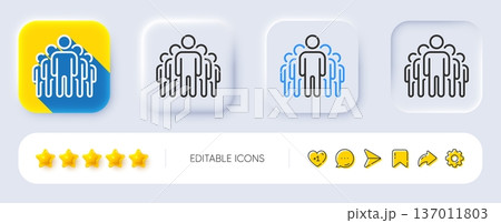 Group line icon. Neumorphic, Flat shadow, 3d buttons. Business management sign. Teamwork symbol. Line group icon. Social media icons. Vector 137011803
