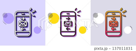 Mail line icon. Halftone dotted pattern. Gradient icon with grain shadow. Smartphone communication symbol. Business chat sign. Line mail icon. Various designs. Vector 137011831