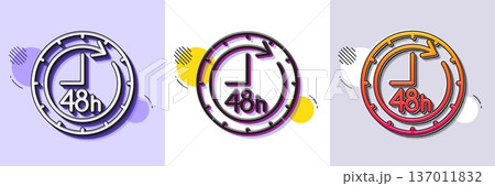 48 hours line icon. Halftone dotted pattern. Gradient icon with grain shadow. Delivery service sign. Line 48 hours icon. Various designs. Vector 137011832