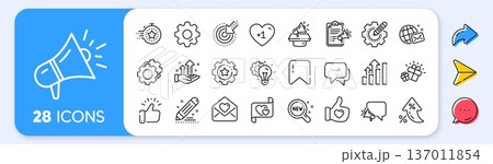 Brand social project line icons. Interest rate, AI generate, Inflation icons. Business strategy, Megaphone and Representative. Vector Brand social project line icons. Interest rate, AI generate, Inflation icons. Business strategy, Megaphone and Representative. Vector 137011854