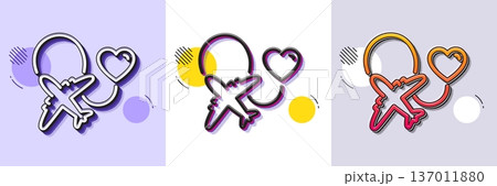 Honeymoon travel line icon. Halftone dotted pattern. Gradient icon with grain shadow. Love trip sign. Valentines day flight symbol. Line honeymoon travel icon. Various designs. Vector Honeymoon travel line icon. Halftone dotted pattern. Gradient icon with grain shadow. Love trip sign. Valentines day flight symbol. Line honeymoon travel icon. Various designs. Vector 137011880