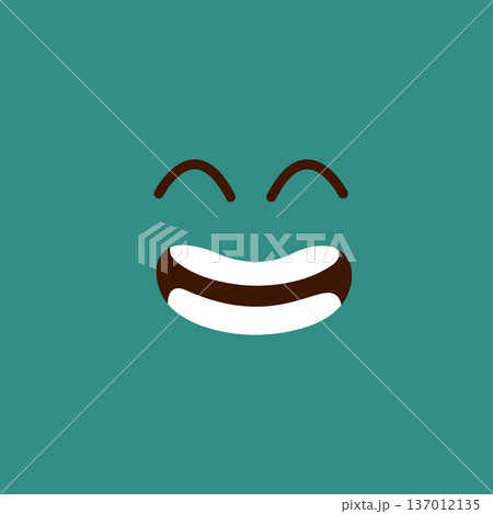 Laughing face emoji. Cute joy expression card 137012135
