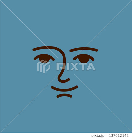 Human face on blue square. Emotion card mascot Human face on blue square. Emotion card mascot 137012142