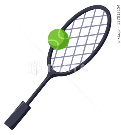 Tennis racket and ball cartoon icon. Sport equipment 137012154