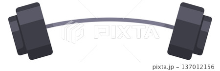 Barbell cartoon icon. Heavy black curved fitness symbol 137012156