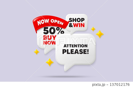 Attention please speech bubbles. Now open flag ribbon. Attention please tag. Special offer sign. Important information symbol. Discount chat bubbles with 3d sparkles. Vector Attention please speech bubbles. Now open flag ribbon. Attention please tag. Special offer sign. Important information symbol. Discount chat bubbles with 3d sparkles. Vector 137012176
