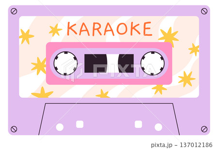 Karaoke mixtape on retro cassette tape color icon 137012186
