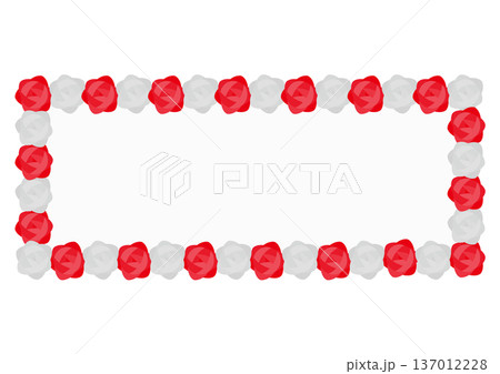 紅白の花の付いた細い横型の看板のイラスト 137012228