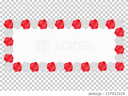 紅白の花の付いた細い横型の看板のイラスト 137012228