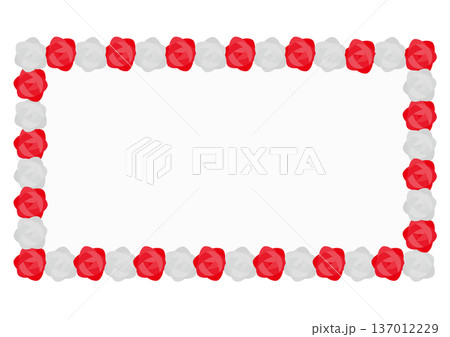 紅白の花の付いた大きい横型の看板のイラスト 紅白の花の付いた大きい横型の看板のイラスト 137012229