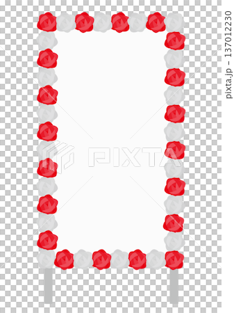 紅白の花の付いた大きい立て看板のイラスト 137012230