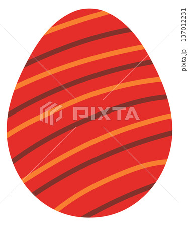 Red stripe egg design. Spring holiday decoration 137012231