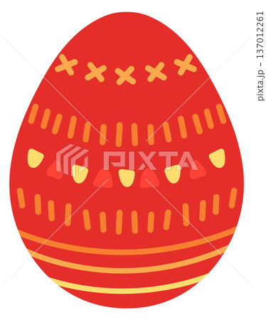 Decorative egg design. Easter holiday red pattern 137012261
