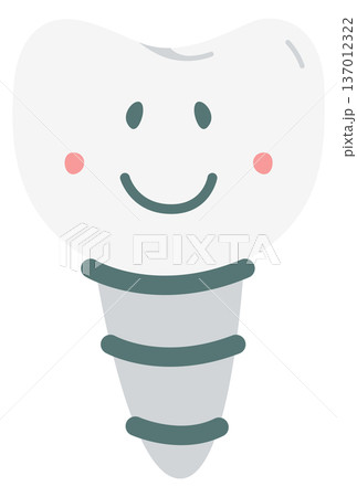 Dental orthodontic implant cartoon mascot. Tooth character Dental orthodontic implant cartoon mascot. Tooth character 137012322