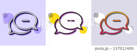 Dots message line icon. Halftone dotted pattern. Gradient icon with grain shadow. Chat comment sign. Speech bubble symbol. Line dots message icon. Various designs. Vector 137012400