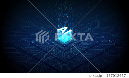 Isometric 3D AI processor concept, semiconductor technology background 137012457