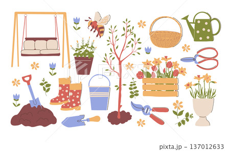 Gardening Tools and Plants Set Gardening Tools and Plants Set 137012633