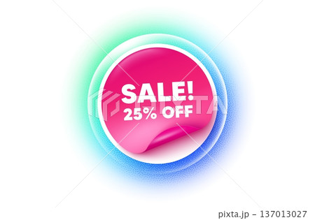 Sale sticker blue gradient. Paper offer price tag. Sale 25 percent off discount. Promotion price offer sign. Retail badge symbol. Sticker label. Grain dots effect. Vector Sale sticker blue gradient. Paper offer price tag. Sale 25 percent off discount. Promotion price offer sign. Retail badge symbol. Sticker label. Grain dots effect. Vector 137013027