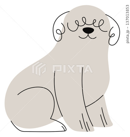 Funny dog doodle. Hungarian sheepdog breed drawing Funny dog doodle. Hungarian sheepdog breed drawing 137013853