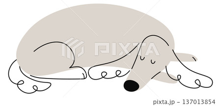 Sleeping dog doodle. Funny relax pet pose Sleeping dog doodle. Funny relax pet pose 137013854