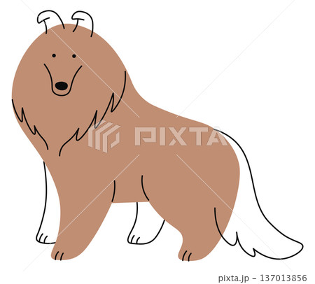 Fluffy dog doodle. Cute funny fur pet Fluffy dog doodle. Cute funny fur pet 137013856