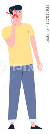 Toothache suffering. Man with dental pain color icon Toothache suffering. Man with dental pain color icon 137013935