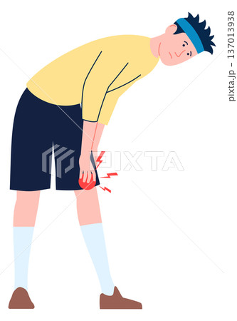 Sportsman suffer from leg injury and knee pain icon 137013938