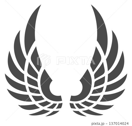 Angel wings emblem. Heaven symbol retro insignia 137014024