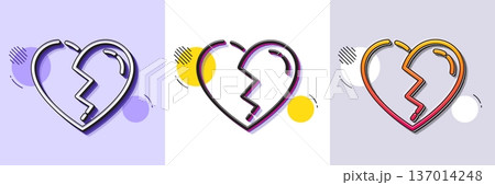 Broken heart line icon. Halftone dotted pattern. Gradient icon with grain shadow. Love crush sign. Divorce symbol. Line broken heart icon. Various designs. Vector Broken heart line icon. Halftone dotted pattern. Gradient icon with grain shadow. Love crush sign. Divorce symbol. Line broken heart icon. Various designs. Vector 137014248