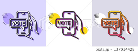Online voting line icon. Halftone dotted...のイラスト素材 [137014429] - PIXTA