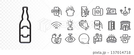 Education, Refrigerator and Approved app line icons for web app. Glare of light effect. Message icon. Pack of Clapping hands, Map, Wifi pictogram icons. Vector 137014718