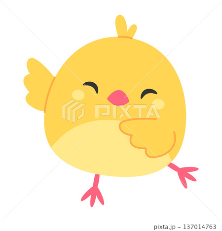 Funny dancing chick isolated on a white background. Vector illustration in flat style 137014763