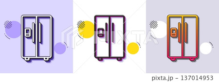 Refrigerator with ice maker line icon. Halftone dotted pattern. Gradient icon with grain shadow. Fridge sign. Freezer storage symbol. Line refrigerator icon. Various designs. Vector Refrigerator with ice maker line icon. Halftone dotted pattern. Gradient icon with grain shadow. Fridge sign. Freezer storage symbol. Line refrigerator icon. Various designs. Vector 137014953