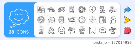 Message sms and Communication icons. Interest rate, AI generate, Inflation icons. Group chat, Conversation and Speech bubbles icons. SMS communication, Phone chat and Stop talking symbols. Vector 137014959