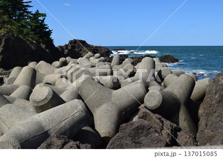海岸の波消しブロック 137015085