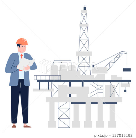 Oil rig technician. Professional refinery engineer character 137015192