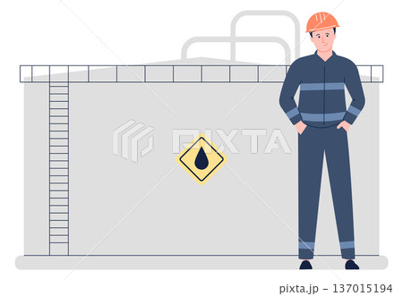 Oil tank maintenance engineer. Professional technician character 137015194