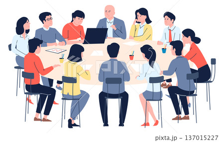Business meeting. Work conference members discuss strategy Business meeting. Work conference members discuss strategy 137015227