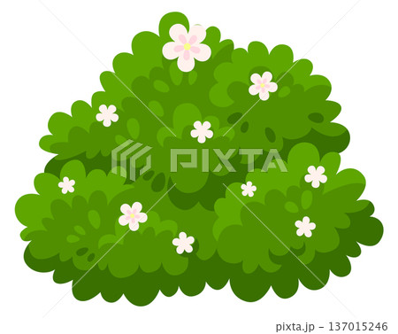 Blooming bush cartoon icon. Green garden plant 137015246