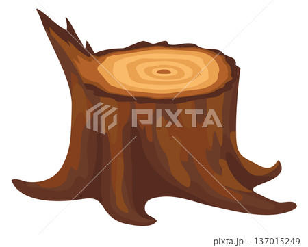 Wooden stump cartoon icon. Tree trunk cut Wooden stump cartoon icon. Tree trunk cut 137015249