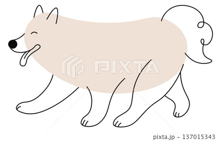 Happy dog drawing. Walking pet. Joyful animal 137015343
