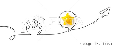 Salad line icon. Continuous line with share plane. Vegetable food sign. Healthy meal symbol. 3d star in speech bubble. Salad single line ribbon. Loop curve pattern. Vector Salad line icon. Continuous line with share plane. Vegetable food sign. Healthy meal symbol. 3d star in speech bubble. Salad single line ribbon. Loop curve pattern. Vector 137015494