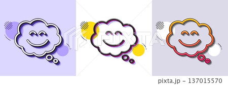 Smile chat line icon. Halftone dotted pattern. Gradient icon with grain shadow. Happy emoticon sign. Comic speech bubble symbol. Line smile chat icon. Various designs. Vector Smile chat line icon. Halftone dotted pattern. Gradient icon with grain shadow. Happy emoticon sign. Comic speech bubble symbol. Line smile chat icon. Various designs. Vector 137015570