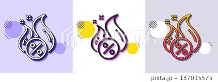 Loan percent line icon. Halftone dotted pattern. Gradient icon with grain shadow. Hot discount sign. Credit percentage symbol. Line hot loan icon. Various designs. Vector Loan percent line icon. Halftone dotted pattern. Gradient icon with grain shadow. Hot discount sign. Credit percentage symbol. Line hot loan icon. Various designs. Vector 137015575