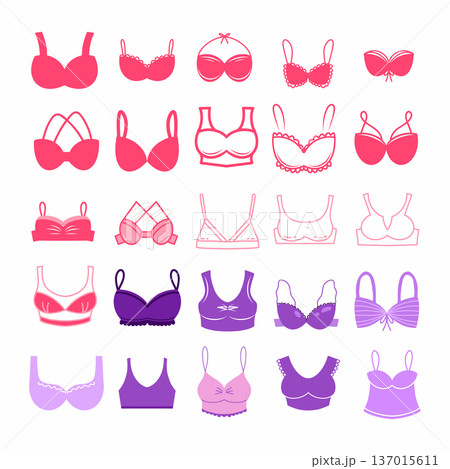 collection of women underwear in doodle style. collection of women underwear in doodle style. 137015611