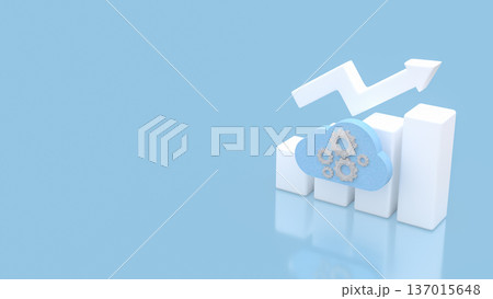 Cloud Computing Growth Concept with Upward Arrow Chart 3d render. 137015648
