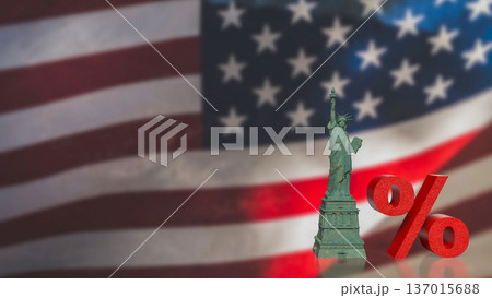 US Interest Rate Policy Concept with Statue and Percent 3d render. 137015688